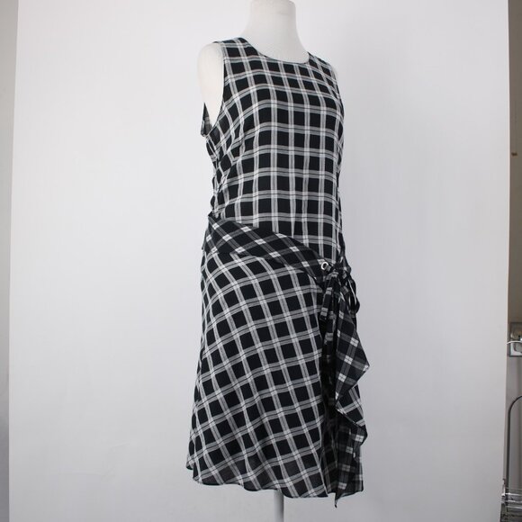 Rag Bone Dress Sz M Black White Sheer Check Sleeveless 100% Cotton Dress - Picture 8 of 16